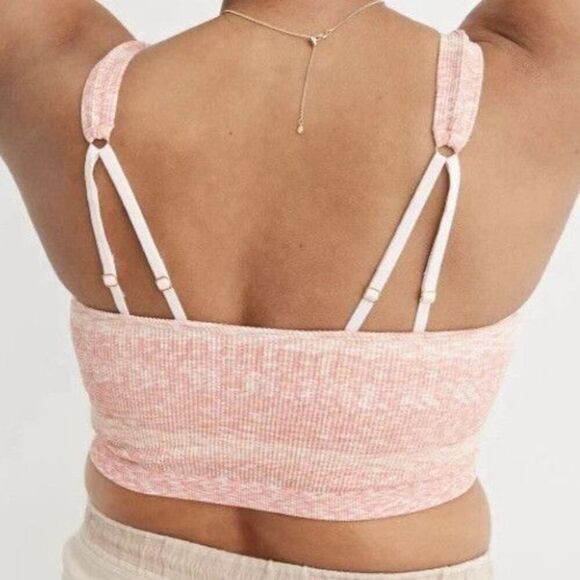 Aerie Women's Sz L Beach Peach Seamless Ring Longline Crop Top Bralette - Picture 16 of 16